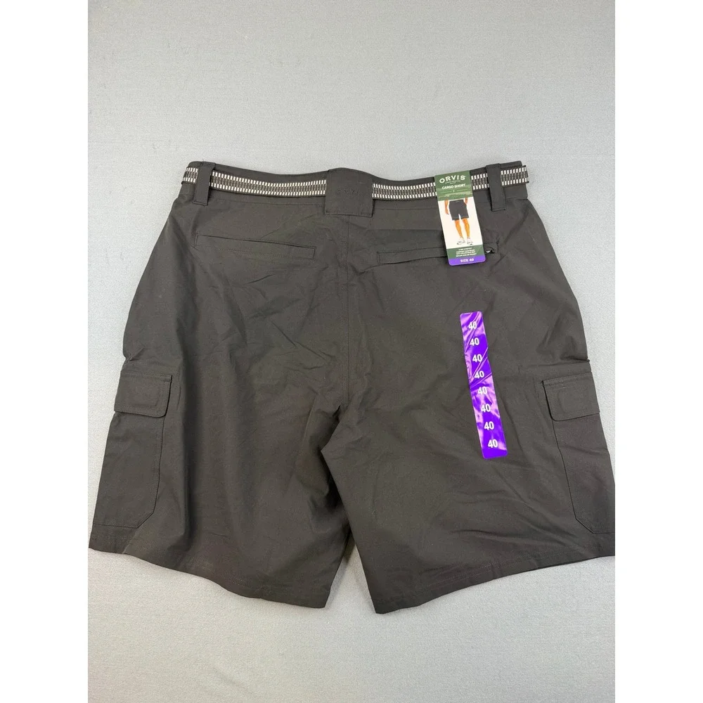 Orvis Cargo‎ Shorts Mens 40 Black 4-Way Stretch Adjustable Belt Outdoor Hiking
